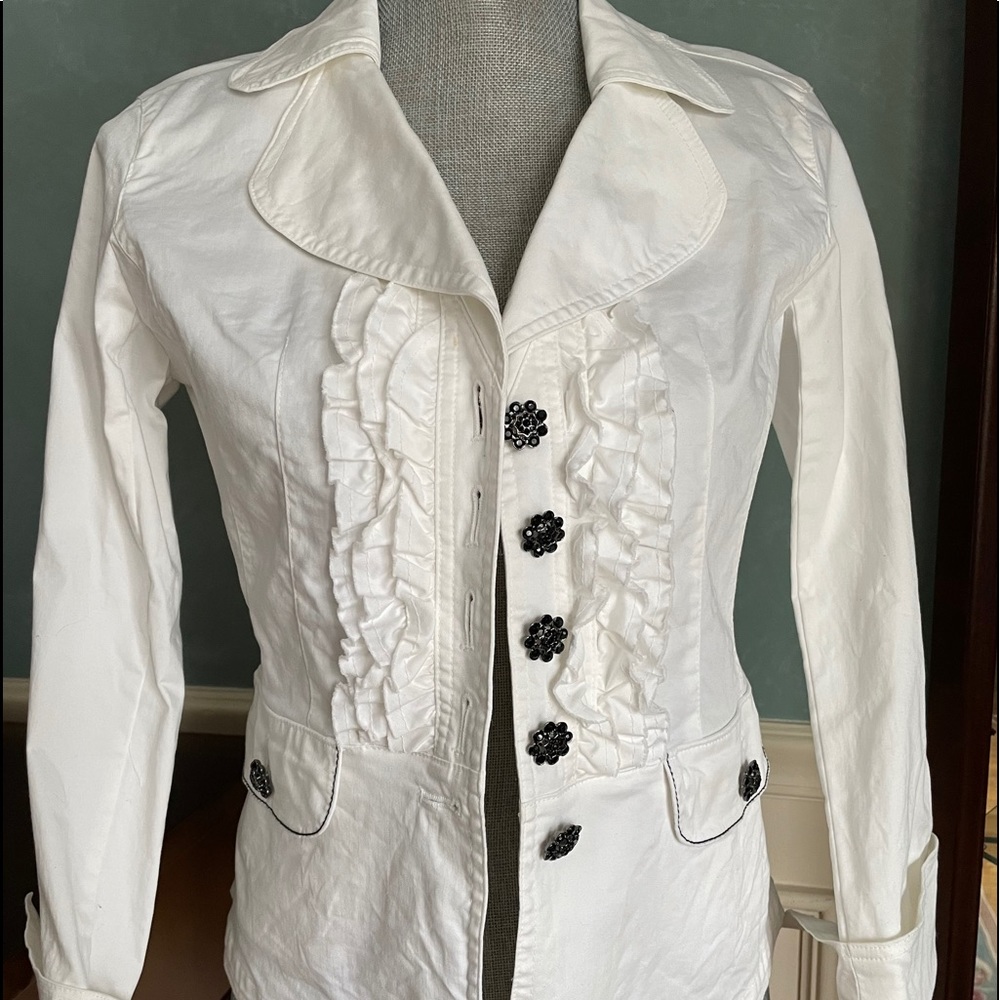 KEKE COLLECTION cotton ruffled detailed blazer